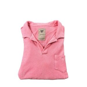OAS Pink Terrycloth Men's Pocket Beach Polo Shirt Size Large